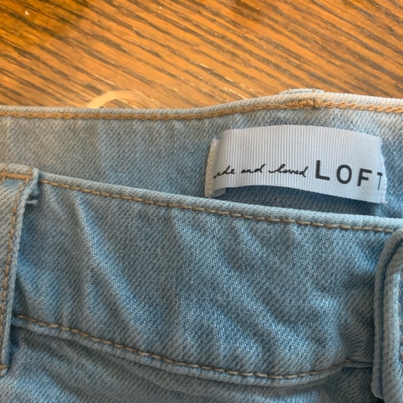 LOFT HIGH RISE FRAYED CUT OFF DENIM SHORTS 17” WAIST - Picture 9 of 9